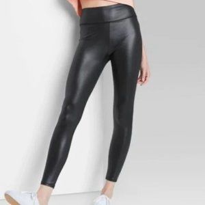 W Collection Basic Plain Black Stretch Pleather Jeggings S